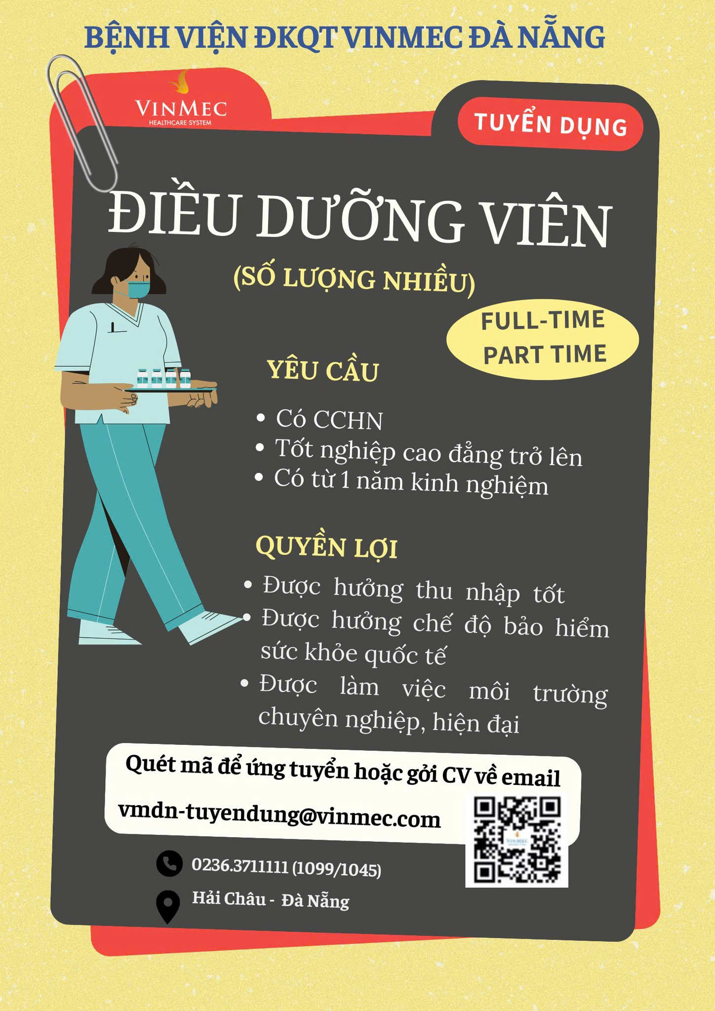 Thông báo tuyển dụng Bệnh viện Vinmec Đà Nẵng